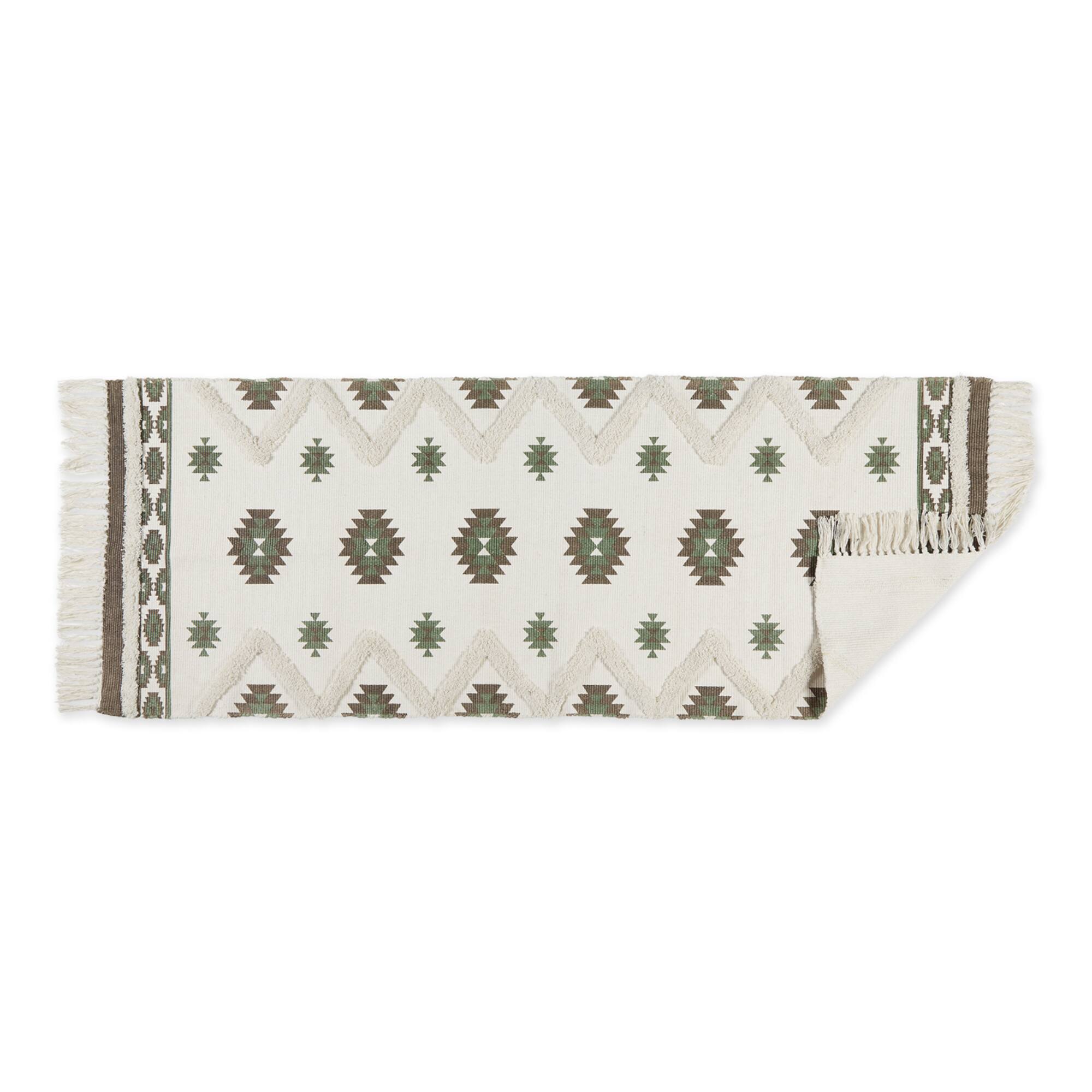 DII® Printed Off-White Hand-Loomed Shag Rug Runner